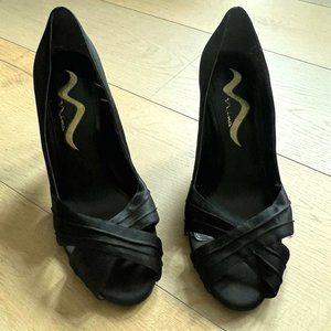 Nina Black Satin Heels